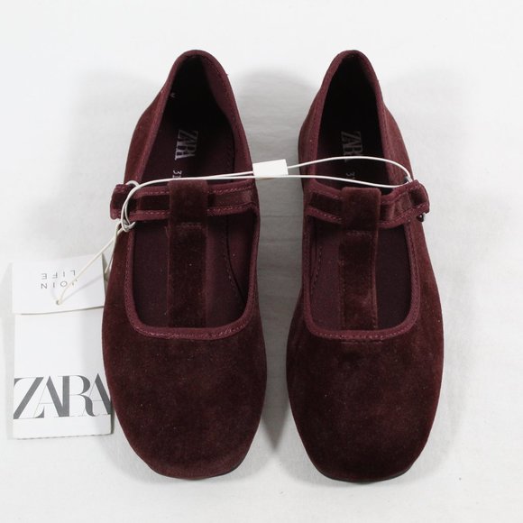 Zara Kid's Flat Velvet Shoes - Burgundy Red 13.5US / 31EU - Picture 3 of 6